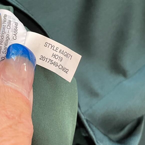 J Crew Satin Crepe Button Front Blouse Size 2 Green Peplum Long Sleeve Lined NEW - Picture 10 of 11